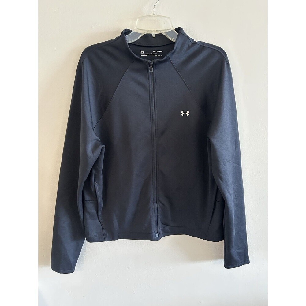 Under Armour Fitted Full Zip Jacket Womens Size XL Tall Black Pockets